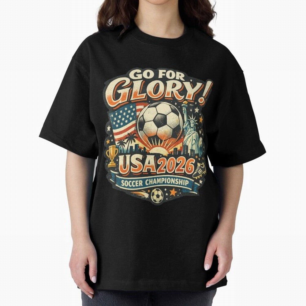Soccer USA Oversized T-Shirt Represent Fans Who Live for Global Football Passion for FIFA World Cup 2026, Capturing CR7, Germany, Football History, Final Match Energy, Crowd Noise and Once in a Lifetime Moments; Perfect for People Who Love