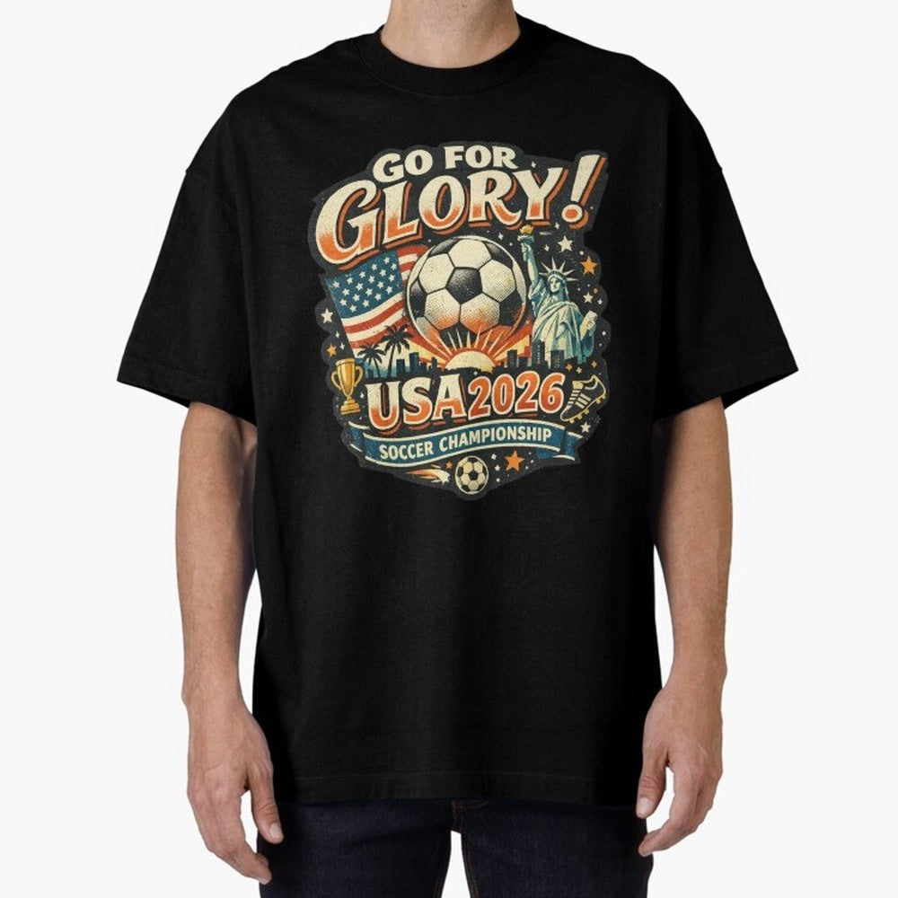 Soccer USA Oversized T-Shirt Represent Fans Who Live for Global Football Passion for FIFA World Cup 2026, Capturing CR7, Germany, Football History, Final Match Energy, Crowd Noise and Once in a Lifetime Moments; Perfect for People Who Love