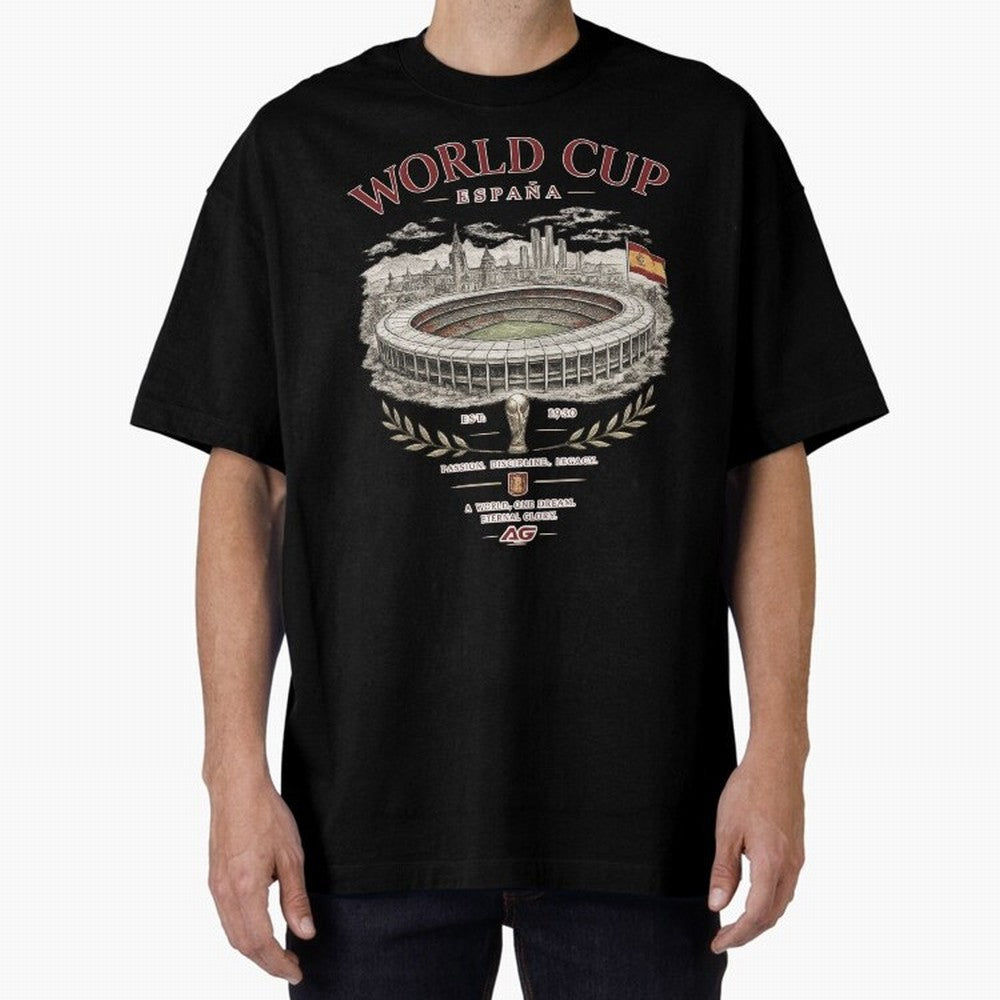Spain World Cup Vintage Streetwear Oversized T-Shirt Follow Every Goal of FIFA World Cup 2026 Group Stage for Fans of Neymar and Brazil, Portugal and Argentina, Bringing Championship Spirit, Famous Goals, Roaring Crowds and International Football
