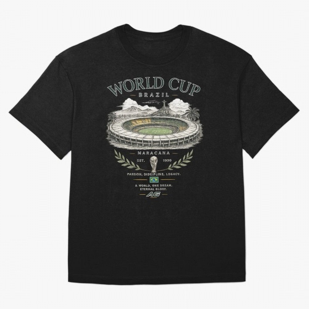 Brazil World Cup Maracana Streetwear Oversized T-Shirt Live the Energy of FIFA World Cup 2026 for Fans of CR7 and Messi and England and Germany, Bringing Match Day Excitement, Supporter Culture, Golden Goals and Global Football Passion; Ideal for