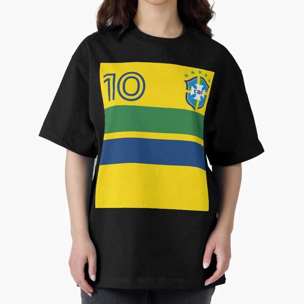 Brazil | 2026 World Cup Fan Apparel Oversized T-Shirt Capture Global Football Passion for FIFA World Cup 2026 USA Canada Mexico, Inspired by Mbappe and Neymar, Portugal, Spain and Germany, Sports Nostalgia, International Competition, Famous Players