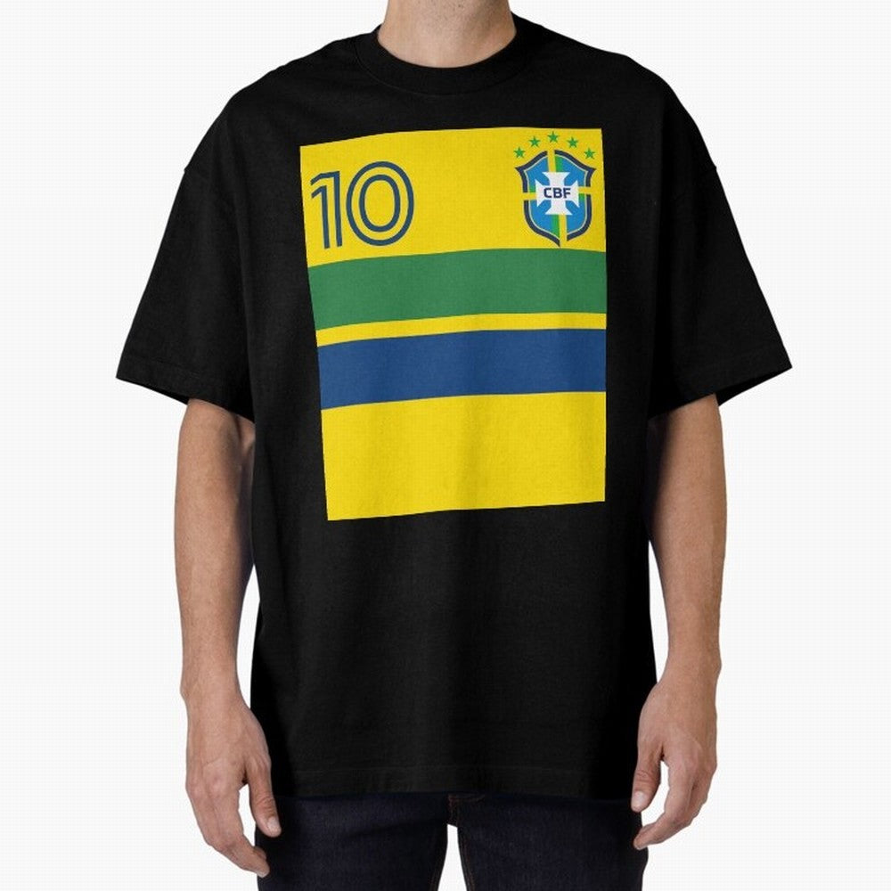 Brazil | 2026 World Cup Fan Apparel Oversized T-Shirt Capture Global Football Passion for FIFA World Cup 2026 USA Canada Mexico, Inspired by Mbappe and Neymar, Portugal, Spain and Germany, Sports Nostalgia, International Competition, Famous Players