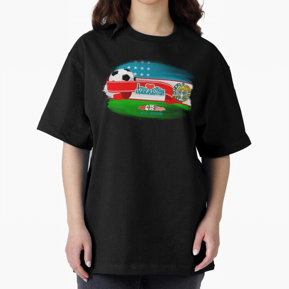 UzbekistanWC 2026 Oversized T-Shirt Discover FIFA World Cup 2026 USA Canada Mexico for Fans of Neymar and Portugal, Spain and Germany, Bringing Classic Soccer Heritage, Championship Pressure, Fan Loyalty and International Pride; Great for