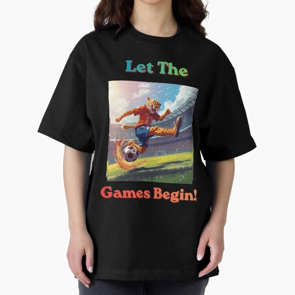 Let The Games Begin ¨C World Cup Soccer 2026 Oversized T-Shirt Support Iconic Players in Match Day Hype around FIFA World Cup 2026, Neymar, Haaland and Cristiano Ronaldo, Argentina, France and Brazil, Football History, Final Match Energy, Crowd