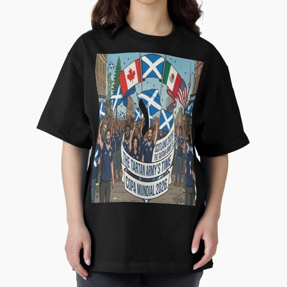 Scotland World Cup 2026 Oversized T-Shirt Join the Countdown to FIFA World Cup 2026 USA Canada Mexico for Fans of CR7 and Messi and Spain and Netherlands, Bringing Tournament Hype, Historic Matchups, Family Viewing Parties and Global Sports Pride;