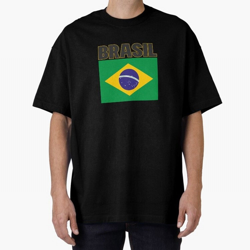 Brasil Flag Oversized T-Shirt Bring a Vintage Feel to FIFA World Cup 2026 Featuring Messi, Neymar and Mbappe, Netherlands Energy, Football Festival Excitement, Trophy Ambitions, Country Rivalries and Star Player Buzz; Made for Collectors Who Enjoy