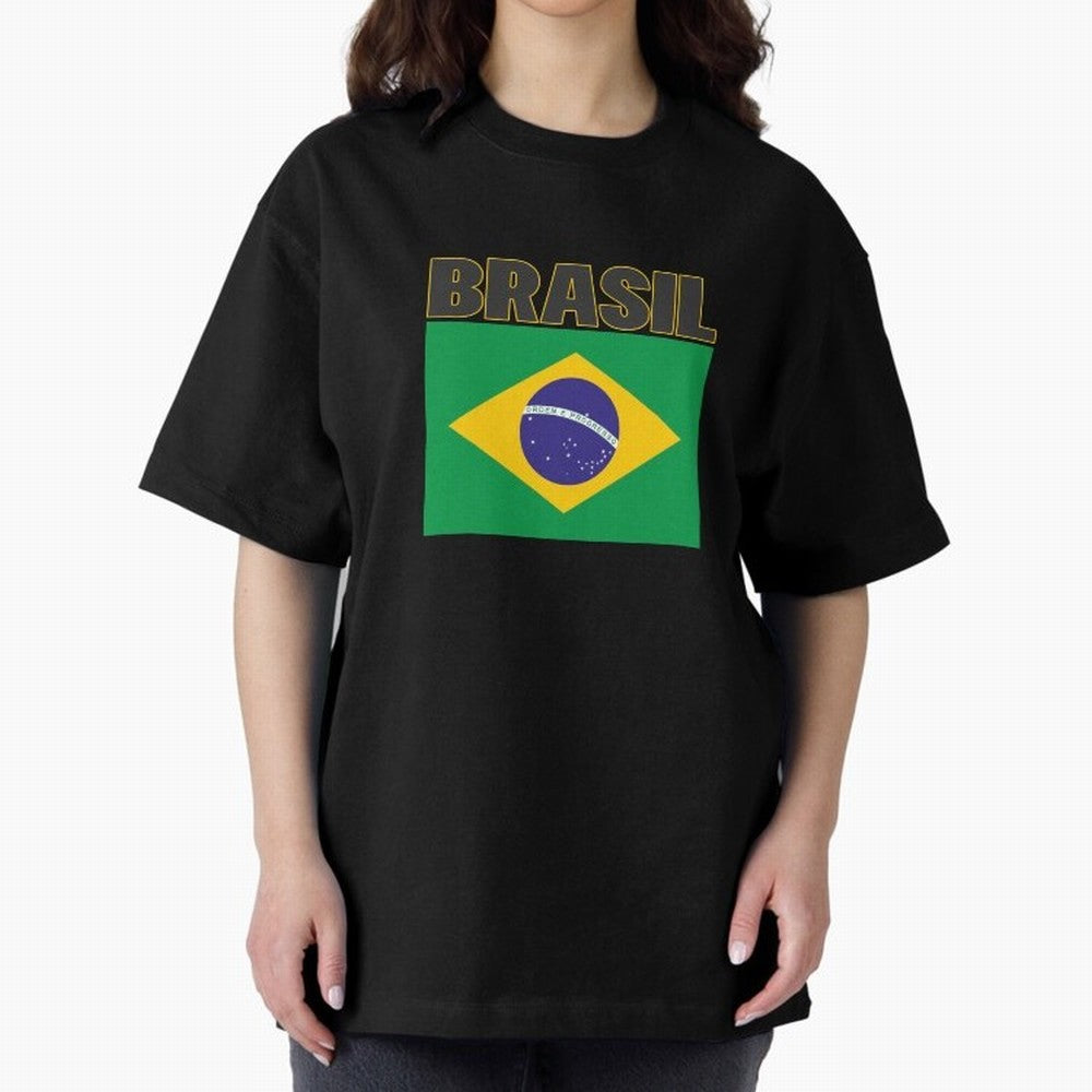 Brasil Flag Oversized T-Shirt Bring a Vintage Feel to FIFA World Cup 2026 Featuring Messi, Neymar and Mbappe, Netherlands Energy, Football Festival Excitement, Trophy Ambitions, Country Rivalries and Star Player Buzz; Made for Collectors Who Enjoy