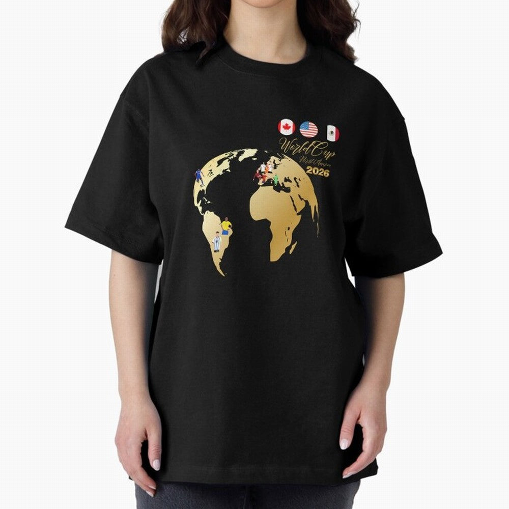 World Cup 2026 T-Shirt_70890629 Oversized T-Shirt Celebrate the Biggest Stage of Match Day Hype around FIFA World Cup 2026 Group Stage, Haaland and Mbappe, Portugal, Spain and Germany, Sports Nostalgia, International Competition, Famous Players and