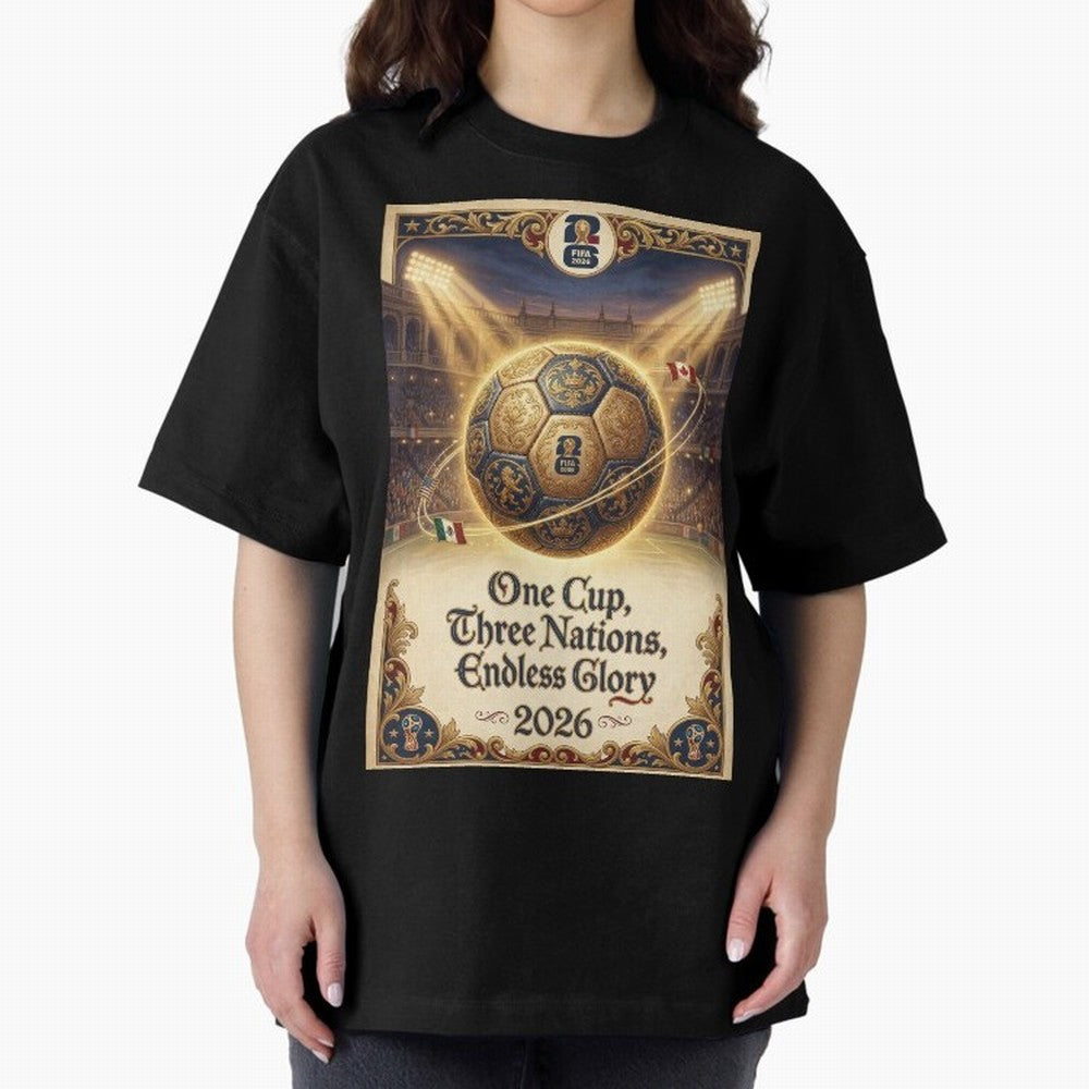 FIFA World Cup 2026 Poster Oversized T-Shirt Join the Countdown to Match Day Hype around FIFA World Cup 2026, Neymar, Germany, Stadium Chants, National Pride, Trophy Dreams and Unforgettable Football Memories; Made for Collectors Who Enjoy Iconic
