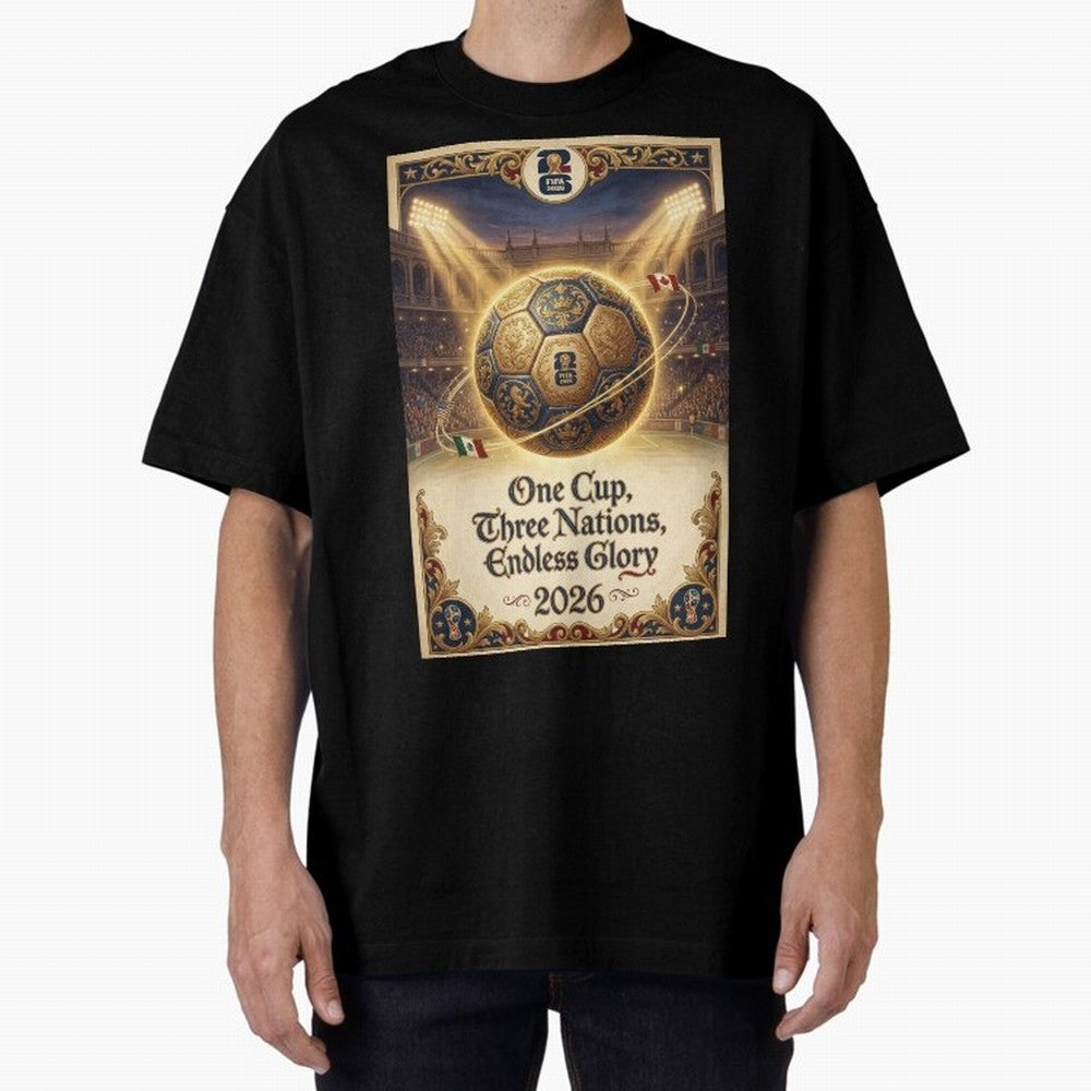 FIFA World Cup 2026 Poster Oversized T-Shirt Join the Countdown to Match Day Hype around FIFA World Cup 2026, Neymar, Germany, Stadium Chants, National Pride, Trophy Dreams and Unforgettable Football Memories; Made for Collectors Who Enjoy Iconic