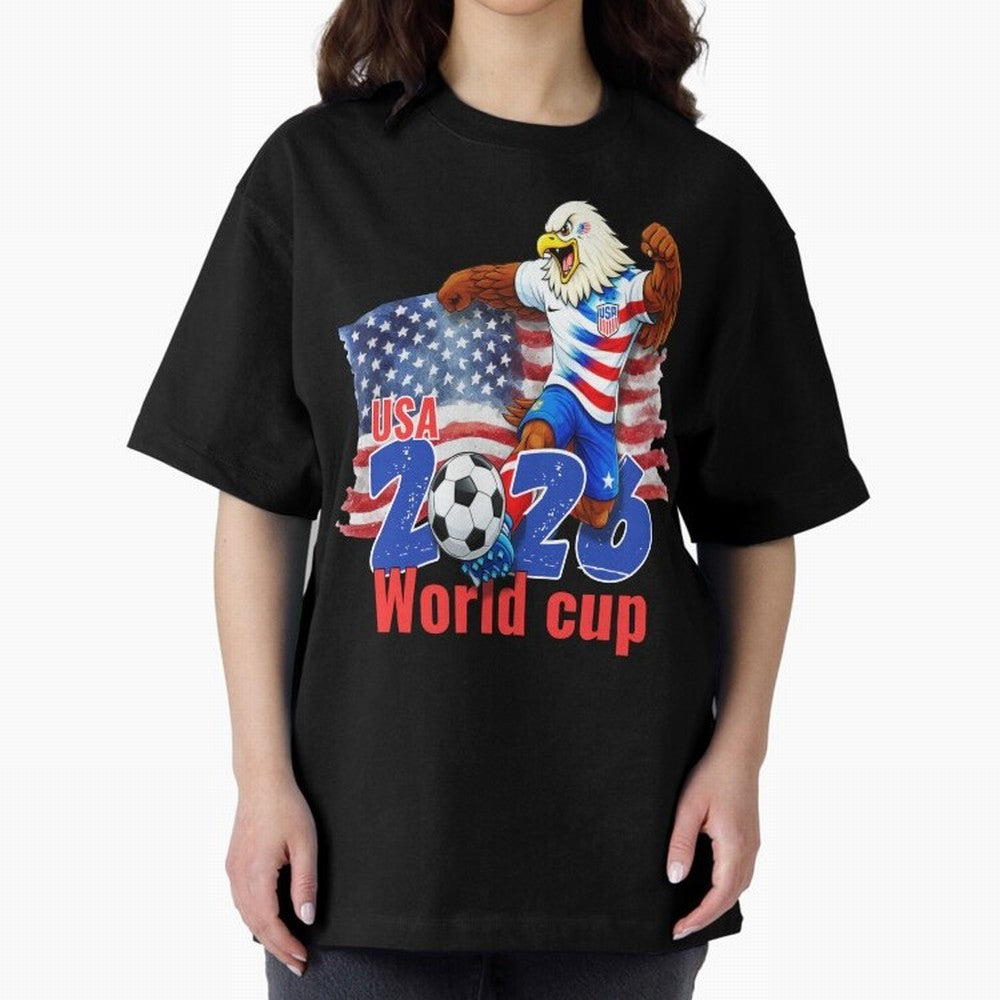 USA 2026 WORLD CUP Oversized T-Shirt Share FIFA World Cup 2026 Group Stage Highlighting CR7, Argentina, France and Brazil Energy, Classic Soccer Heritage, Championship Pressure, Fan Loyalty and International Pride; Perfect for People Who Love