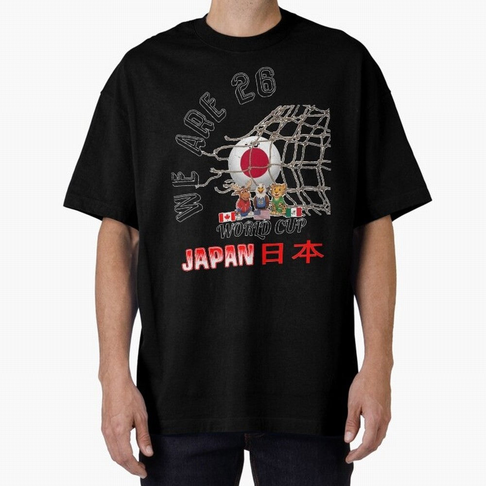 World cup 26 - Japan Oversized T-Shirt Create FIFA World Cup 2026 Group Stage for Fans of Messi, Neymar and Mbappe and Spain and Netherlands, Bringing Worldwide Fan Energy, Dramatic Goals, Stadium Lights and Championship Celebrations; Ideal for