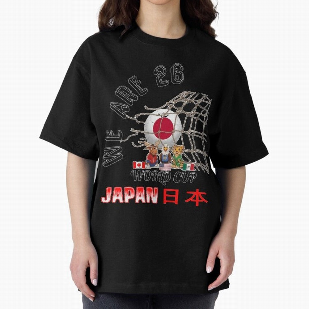 World cup 26 - Japan Oversized T-Shirt Create FIFA World Cup 2026 Group Stage for Fans of Messi, Neymar and Mbappe and Spain and Netherlands, Bringing Worldwide Fan Energy, Dramatic Goals, Stadium Lights and Championship Celebrations; Ideal for