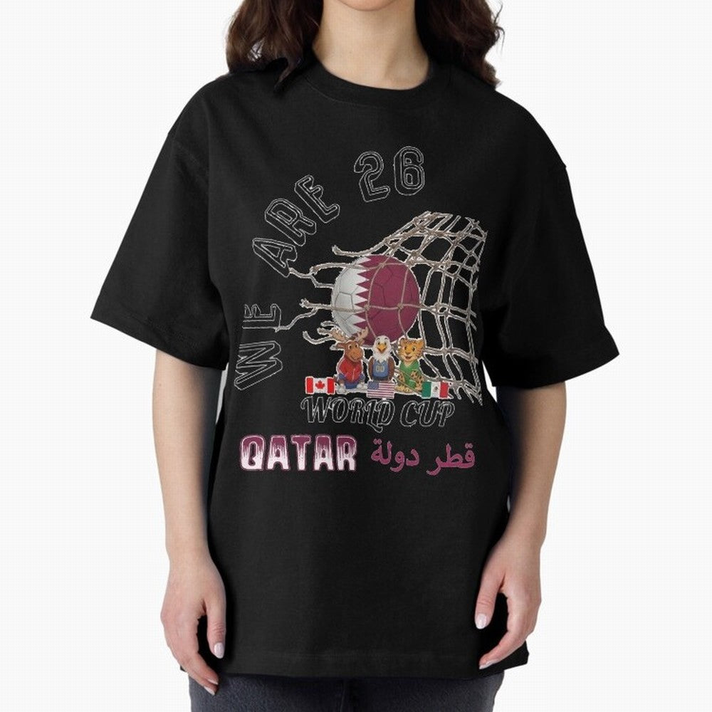 World cup 26 - Qatar Oversized T-Shirt Celebrate Rivalries and Pride in FIFA World Cup 2026 USA Canada Mexico Filled with Neymar, France and Portugal Energy, Supporter Pride, Iconic Celebrations, Legendary Names and Global Match Day Energy; Perfect