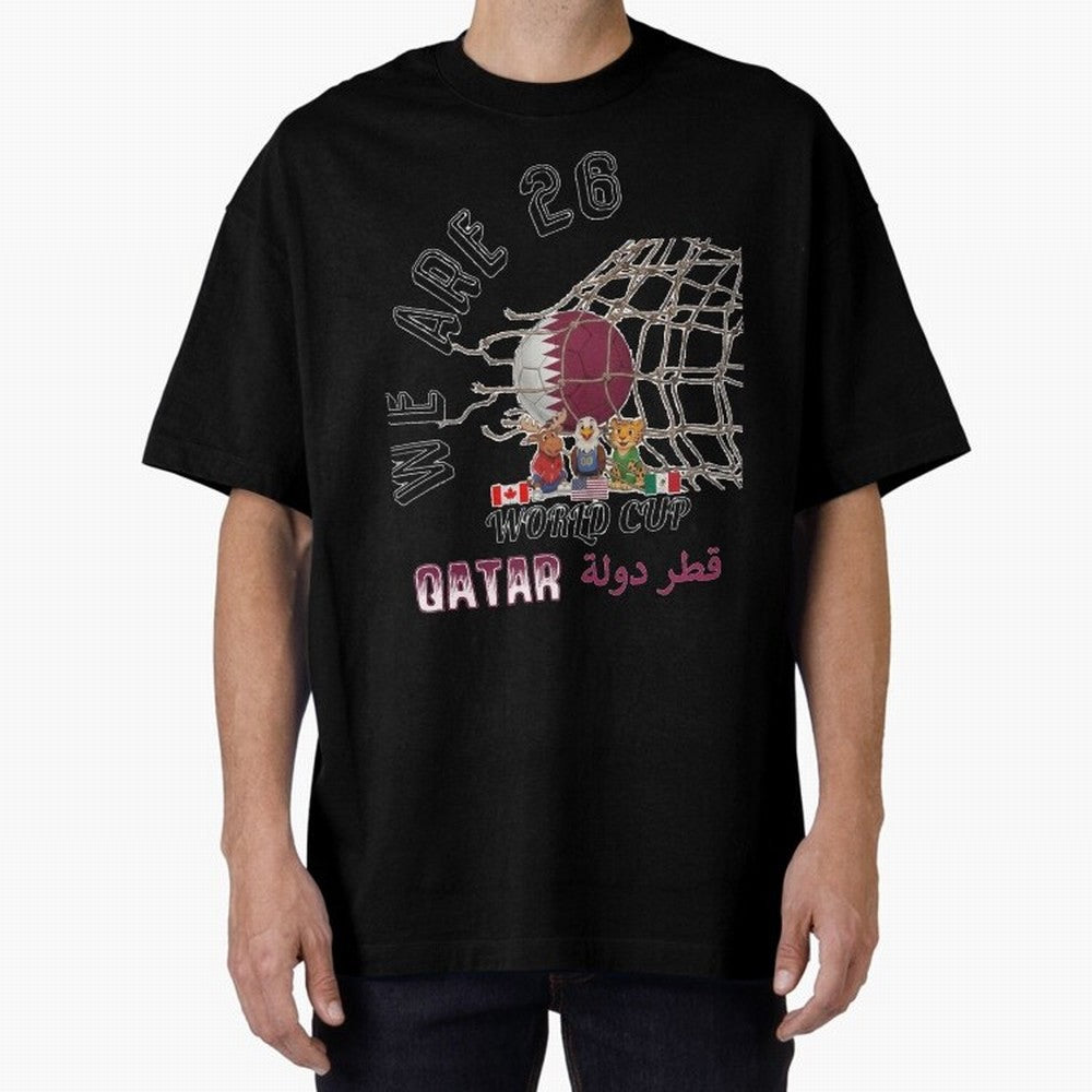 World cup 26 - Qatar Oversized T-Shirt Celebrate Rivalries and Pride in FIFA World Cup 2026 USA Canada Mexico Filled with Neymar, France and Portugal Energy, Supporter Pride, Iconic Celebrations, Legendary Names and Global Match Day Energy; Perfect