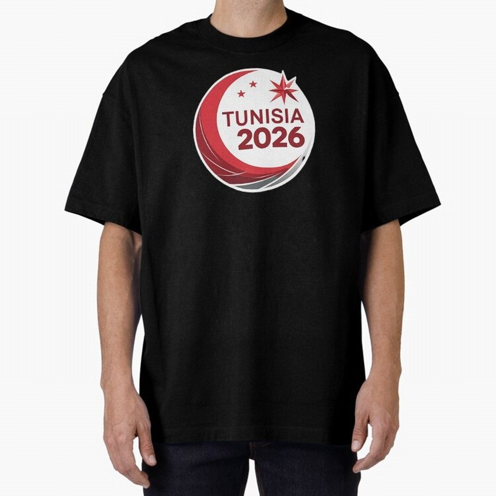 Tunisia 2026 Oversized T-Shirt Celebrate Global Football Passion for FIFA World Cup 2026 Group Stage, Capturing CR7 and Messi, England, Supporter Pride, Iconic Celebrations, Legendary Names and Global Match Day Energy; Great for Watch Parties,