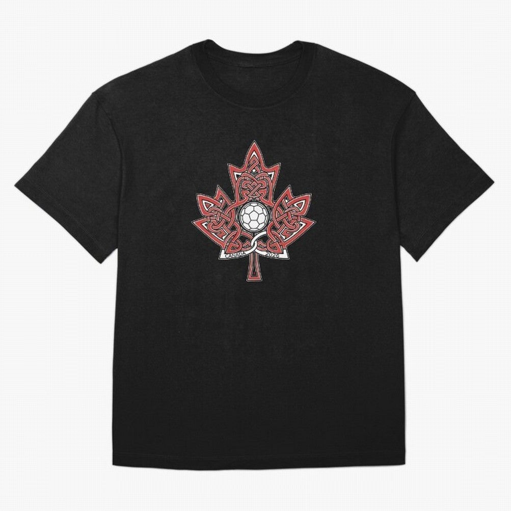 Interwoven Maple Leaf Canada Soccer 2026 T-Shirt_83135197 Oversized T-Shirt Show Match Day Excitement for FIFA World Cup 2026 USA Canada Mexico Spirit, Built around England, Messi, Sports Nostalgia, International Competition, Famous Players and