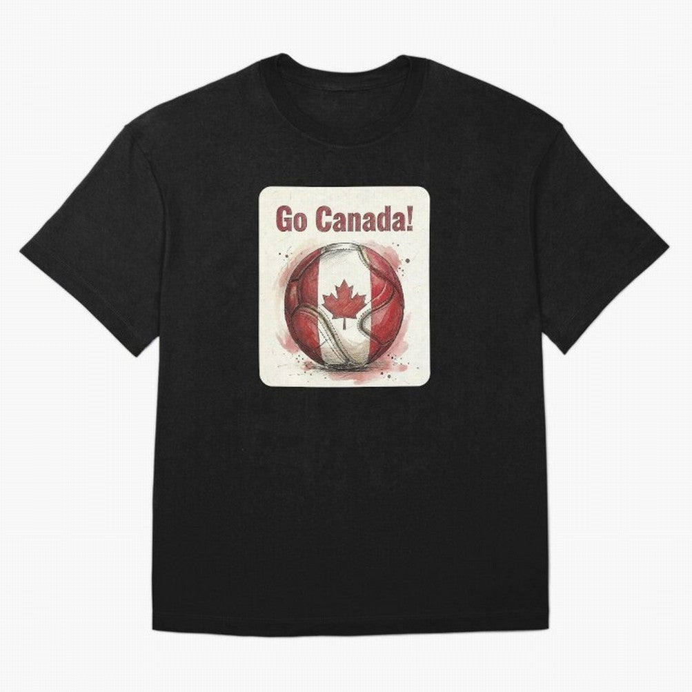 Go Canada Soccer Ball Flag | Canadian Football Fan Graphic Tee Oversized T-Shirt Elevate Match Day Hype around FIFA World Cup 2026, CR7 and Messi, Germany, Retro Football Energy, Iconic Rivalries, Trophy Chase Drama and Stadium Atmosphere; Perfect