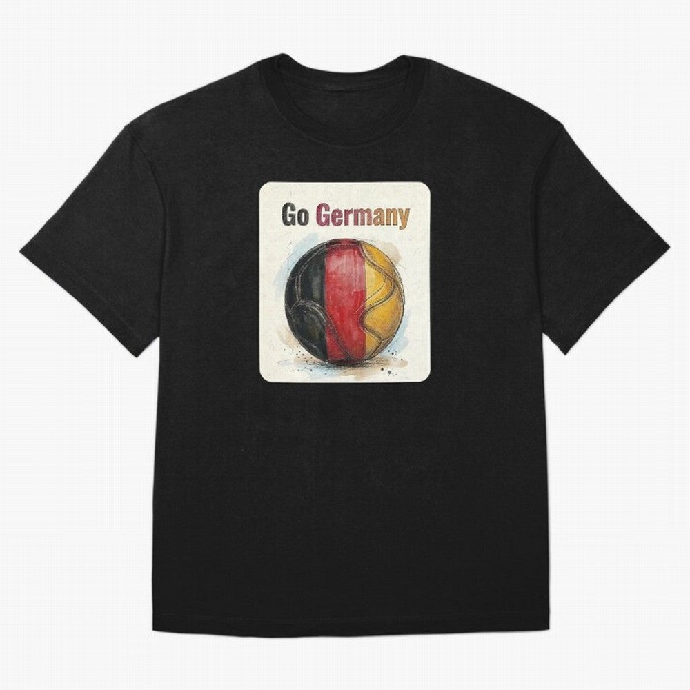Go Germany Soccer Ball Flag | German Football Fan Graphic Tee Oversized T-Shirt Follow the FIFA World Cup 2026 USA Canada Mexico Journey through Cristiano Ronaldo, Haaland and CR7 Highlights, Spain and Netherlands Pride, Champion Mindset, Group
