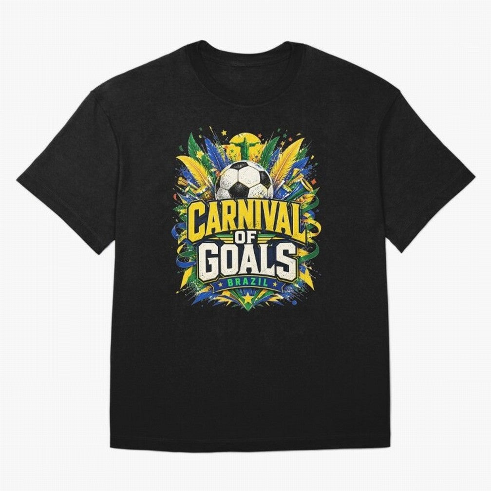 Carnival of Goals Brazil World Cup 2026 tshirt Oversized T-Shirt Celebrate the Biggest Stage of FIFA World Cup 2026 for Fans of Cristiano Ronaldo and Germany, Bringing Vintage Soccer Flavor, Modern Football Stars, National Flags and Final Night