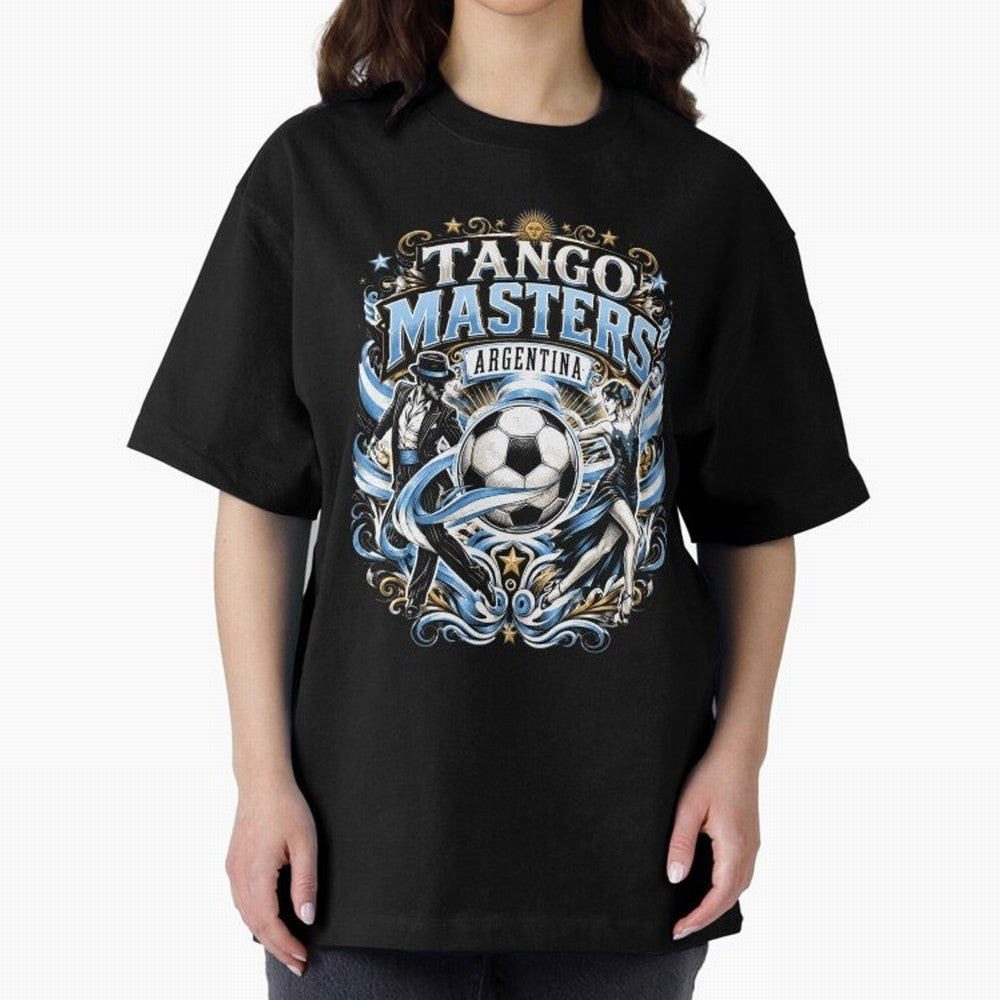 Tango Masters Argentina World Cup 2026 Oversized T-Shirt Carry the Dream of FIFA World Cup 2026 Group Stage Spirit, with Germany, Neymar, Championship Spirit, Famous Goals, Roaring Crowds and International Football Unity; Ideal for Football Dads,