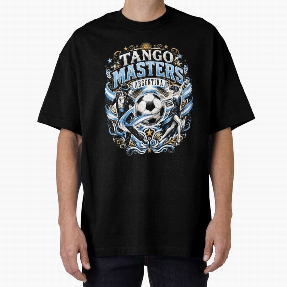 Tango Masters Argentina World Cup 2026 Oversized T-Shirt Carry the Dream of FIFA World Cup 2026 Group Stage Spirit, with Germany, Neymar, Championship Spirit, Famous Goals, Roaring Crowds and International Football Unity; Ideal for Football Dads,