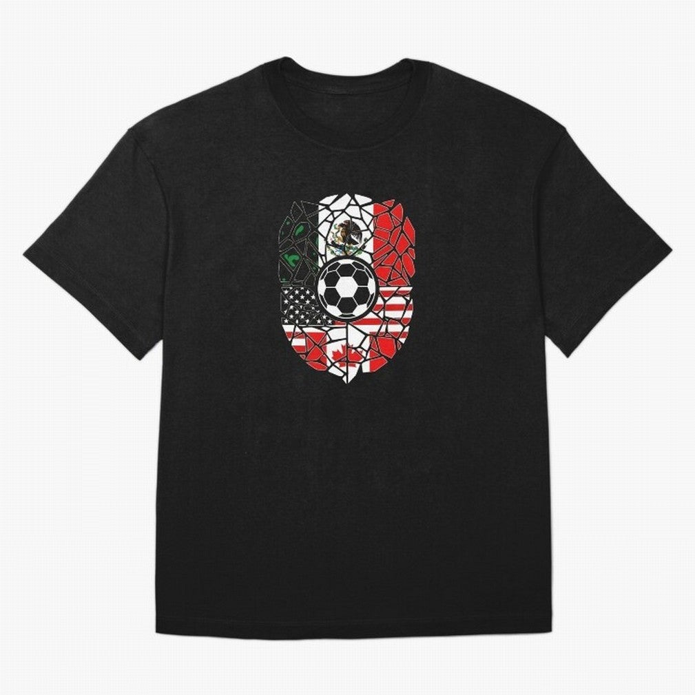 Mosaic Soccer Crest USA Canada Mexico Unity 2026 T-Shirt_82794688 Oversized T-Shirt Carry National Pride through Global Football Passion for FIFA World Cup 2026, Centered on Cristiano Ronaldo, Haaland and CR7, Spain and Netherlands, Stadium