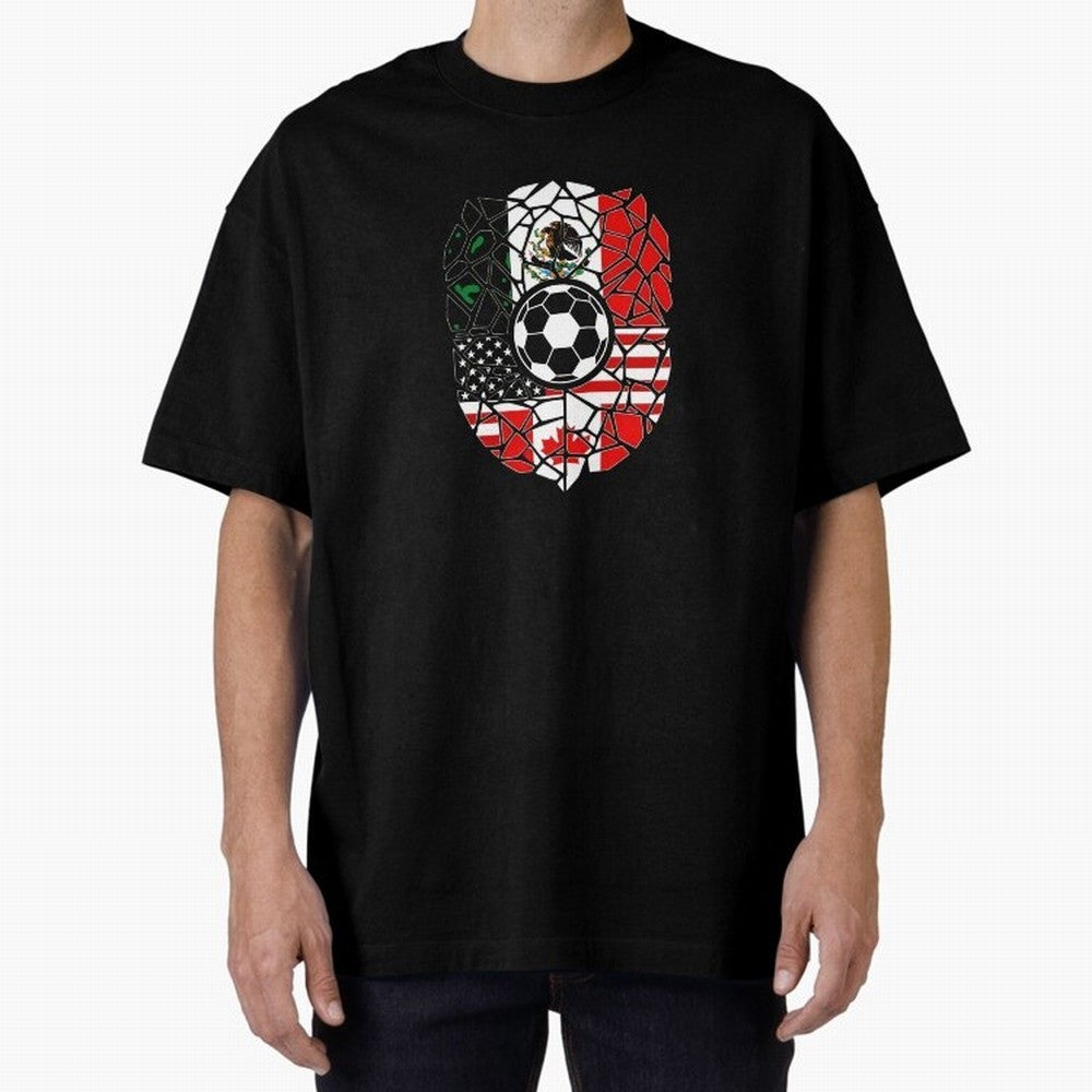 Mosaic Soccer Crest USA Canada Mexico Unity 2026 T-Shirt_82794688 Oversized T-Shirt Carry National Pride through Global Football Passion for FIFA World Cup 2026, Centered on Cristiano Ronaldo, Haaland and CR7, Spain and Netherlands, Stadium