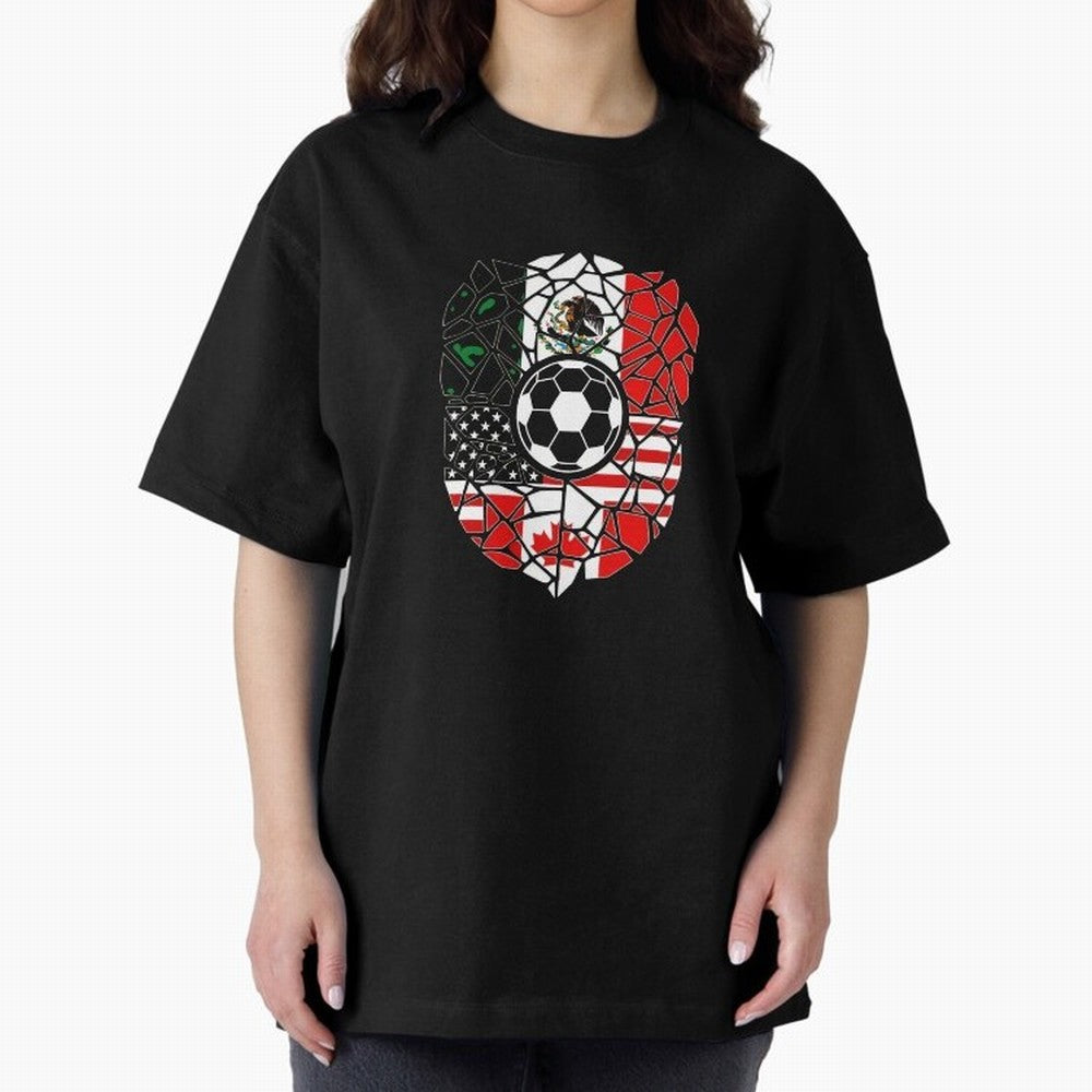Mosaic Soccer Crest USA Canada Mexico Unity 2026 T-Shirt_82794688 Oversized T-Shirt Represent Fans Who Live for the FIFA World Cup 2026 USA Canada Mexico Journey through Haaland Highlights, Netherlands Pride, Global Supporter Spirit, Legendary