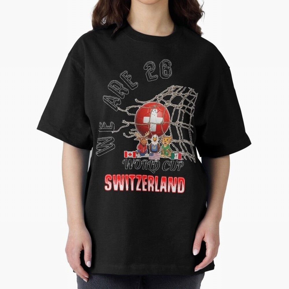World cup 26 - Switzerland Oversized T-Shirt Refresh FIFA World Cup 2026 USA Canada Mexico Centered on Haaland, Brazil, Portugal and Argentina Energy, Retro Football Energy, Iconic Rivalries, Trophy Chase Drama and Stadium Atmosphere; Ideal for