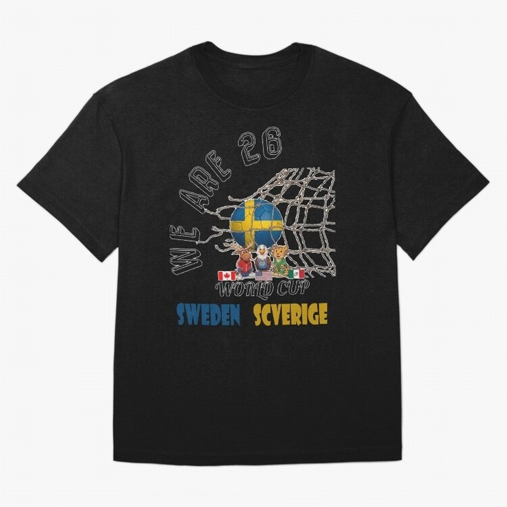 World cup 26 - Sweden Oversized T-Shirt Celebrate the Road through FIFA World Cup 2026 Group Stage for Fans of Messi, Neymar and Mbappe and France, Bringing Global Supporter Spirit, Legendary Goals, National Colors and Tournament Celebration; Made