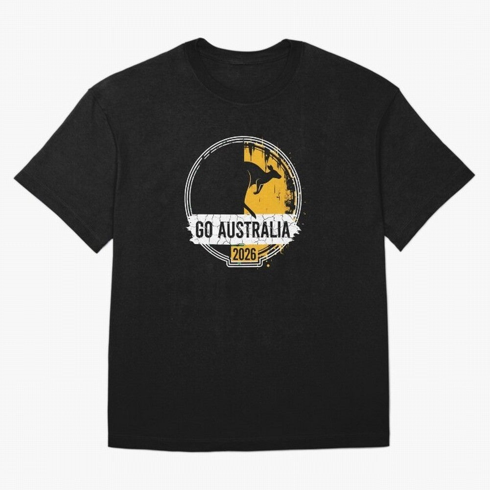 Golden Green Kangaroo Emblem Go Australia 2026 Supporter Design T-Shirt_83662099 Oversized T-Shirt Carry the Colors and Pride of FIFA World Cup 2026 Group Stage Spirit, Driven by Portugal, Spain and Germany, Mbappe, Football Festival Excitement,