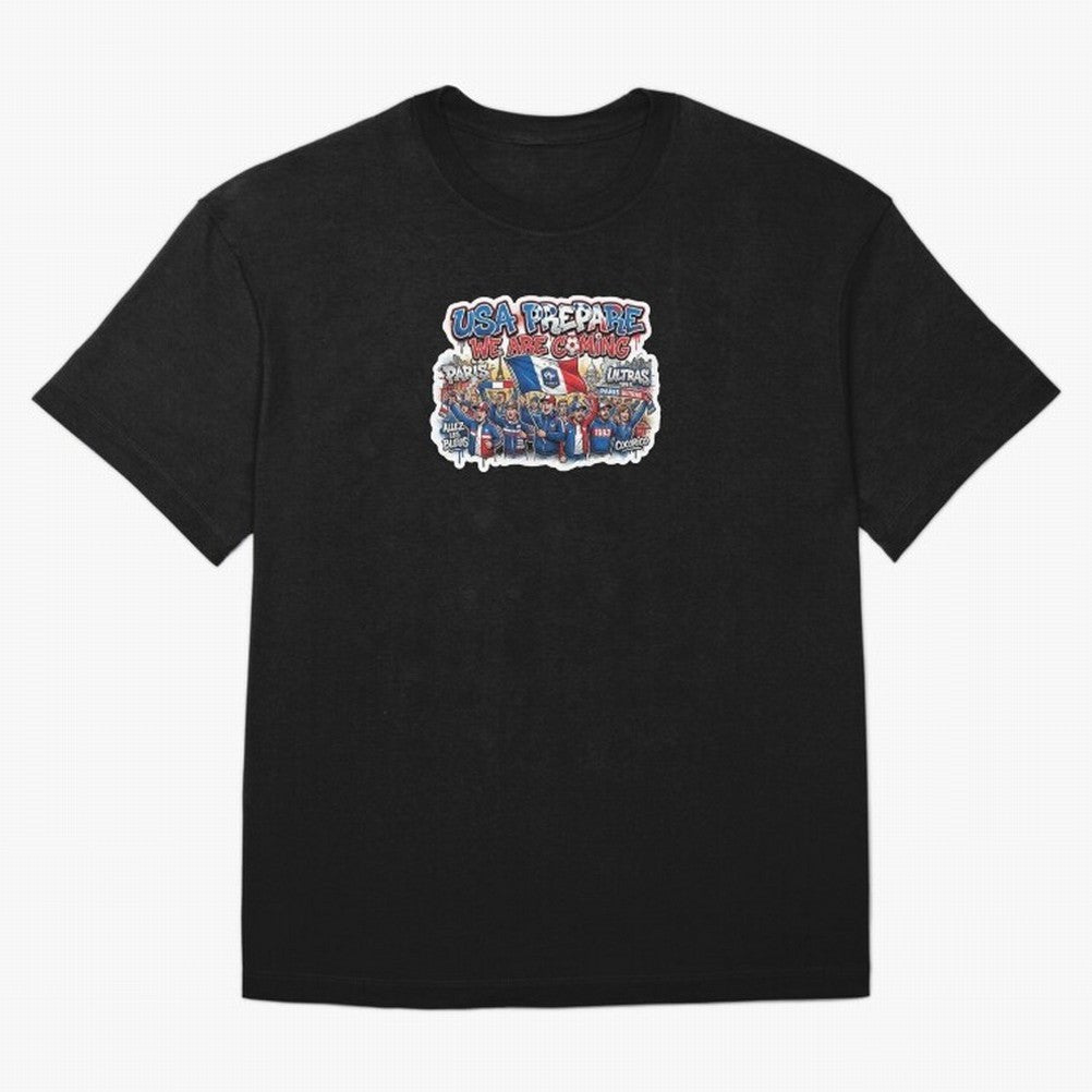 France Soccer Fans 2026 Sticker We Are Coming Oversized T-Shirt Celebrate Fan Favorites in Global Football Passion for FIFA World Cup 2026 Group Stage, Capturing Mbappe, Portugal, Spain and Germany, Football Festival Excitement, Trophy Ambitions,