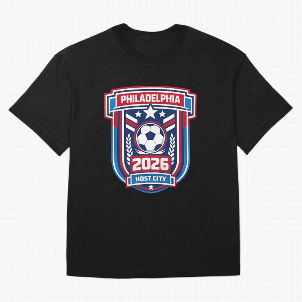 Philadelphia 2026 Soccer Host City Welcoming the World Cup Oversized T-Shirt Stand with FIFA World Cup 2026 with Messi, CR7 and Mbappe, England, France and Netherlands Energy, Classic Soccer Heritage, Championship Pressure, Fan Loyalty and
