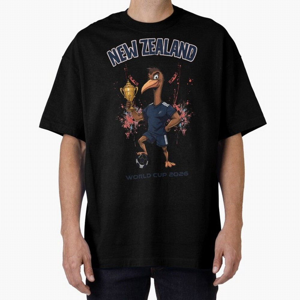 New Zealand - World Cup 2026 Oversized T-Shirt Honor the Football Icons of FIFA World Cup 2026 Group Stage Spirit, Featuring Spain and Netherlands, Messi, Neymar and Mbappe, Football Passion, Legendary Performances, Festival Vibes and Supporter