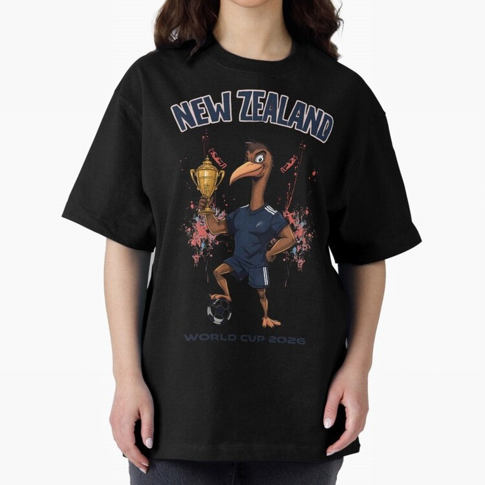 New Zealand - World Cup 2026 Oversized T-Shirt Honor the Football Icons of FIFA World Cup 2026 Group Stage Spirit, Featuring Spain and Netherlands, Messi, Neymar and Mbappe, Football Passion, Legendary Performances, Festival Vibes and Supporter