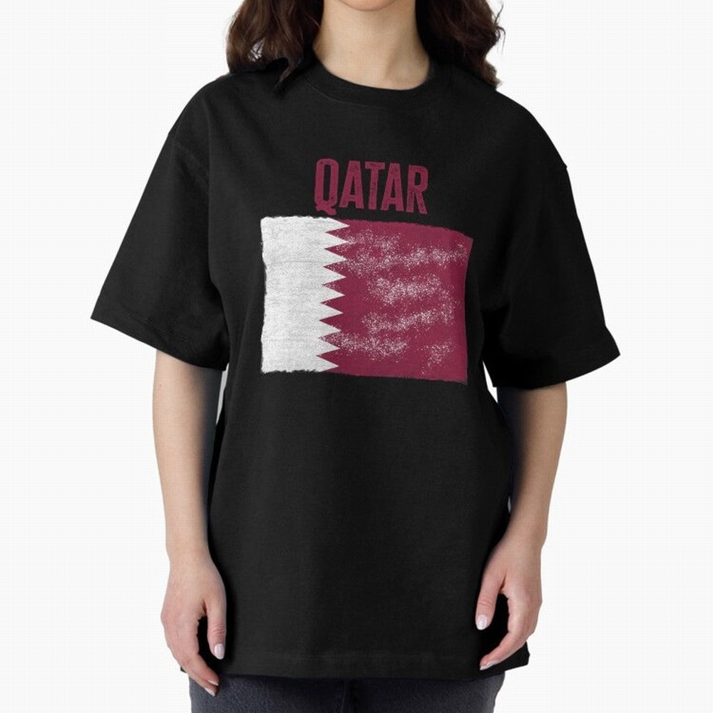Qatar Oversized T-Shirt Refresh Match Day Hype around FIFA World Cup 2026 USA Canada Mexico, Messi, Spain and Netherlands, Football Festival Excitement, Trophy Ambitions, Country Rivalries and Star Player Buzz; Made for Collectors Who Enjoy Iconic