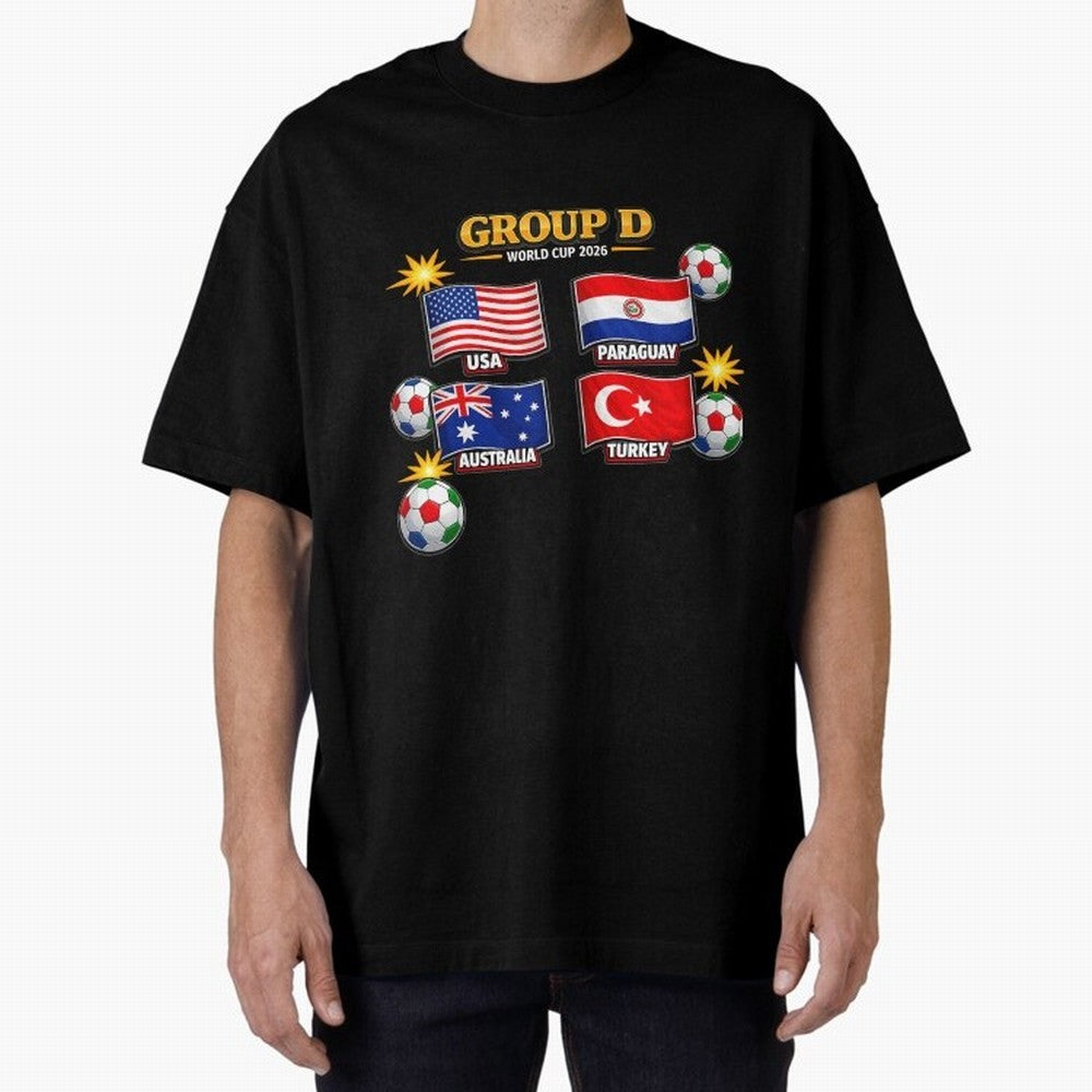 Group?D?¨C?World?Cup?2026?Flags Oversized T-Shirt Turn Up for the FIFA World Cup 2026 Journey through Cristiano Ronaldo Highlights, Germany Pride, Game Day Rituals, Football Legends, Country Pride and the Road to the Final; Ideal for Passionate