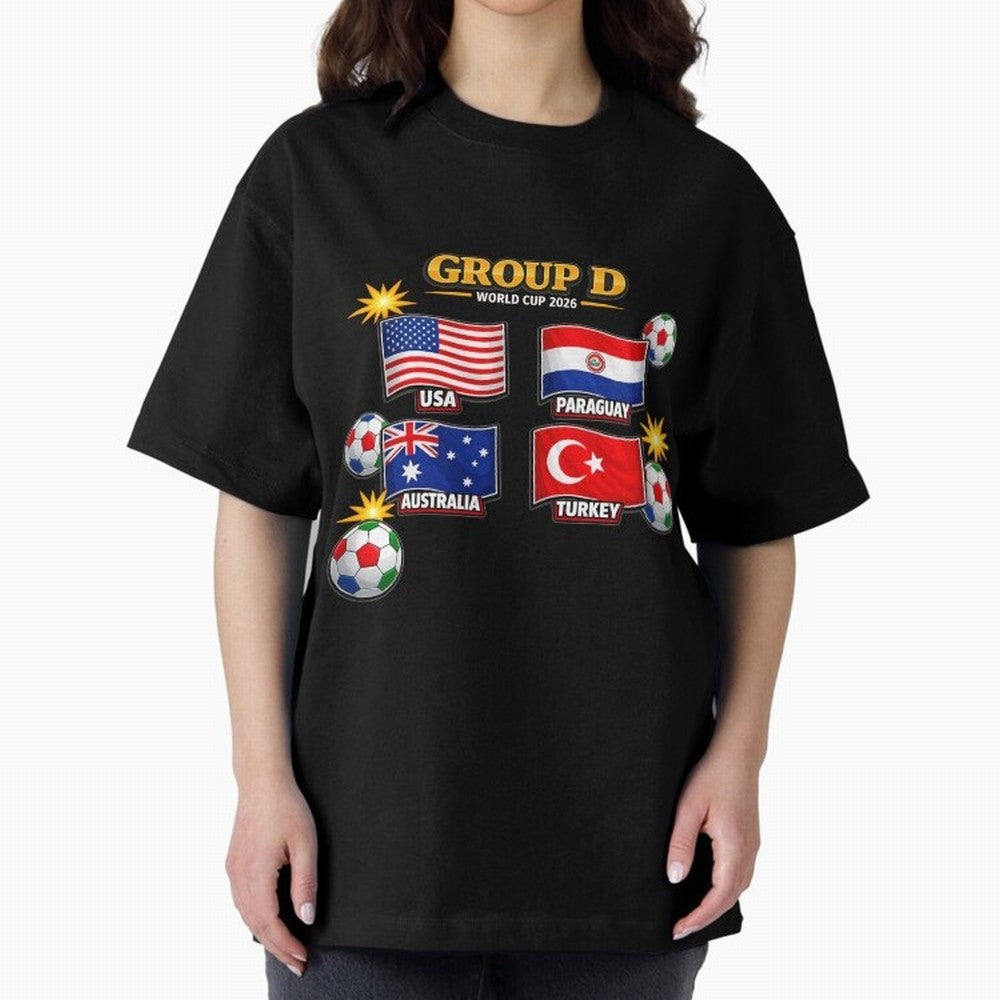 Group?D?¨C?World?Cup?2026?Flags Oversized T-Shirt Turn Up for the FIFA World Cup 2026 Journey through Cristiano Ronaldo Highlights, Germany Pride, Game Day Rituals, Football Legends, Country Pride and the Road to the Final; Ideal for Passionate