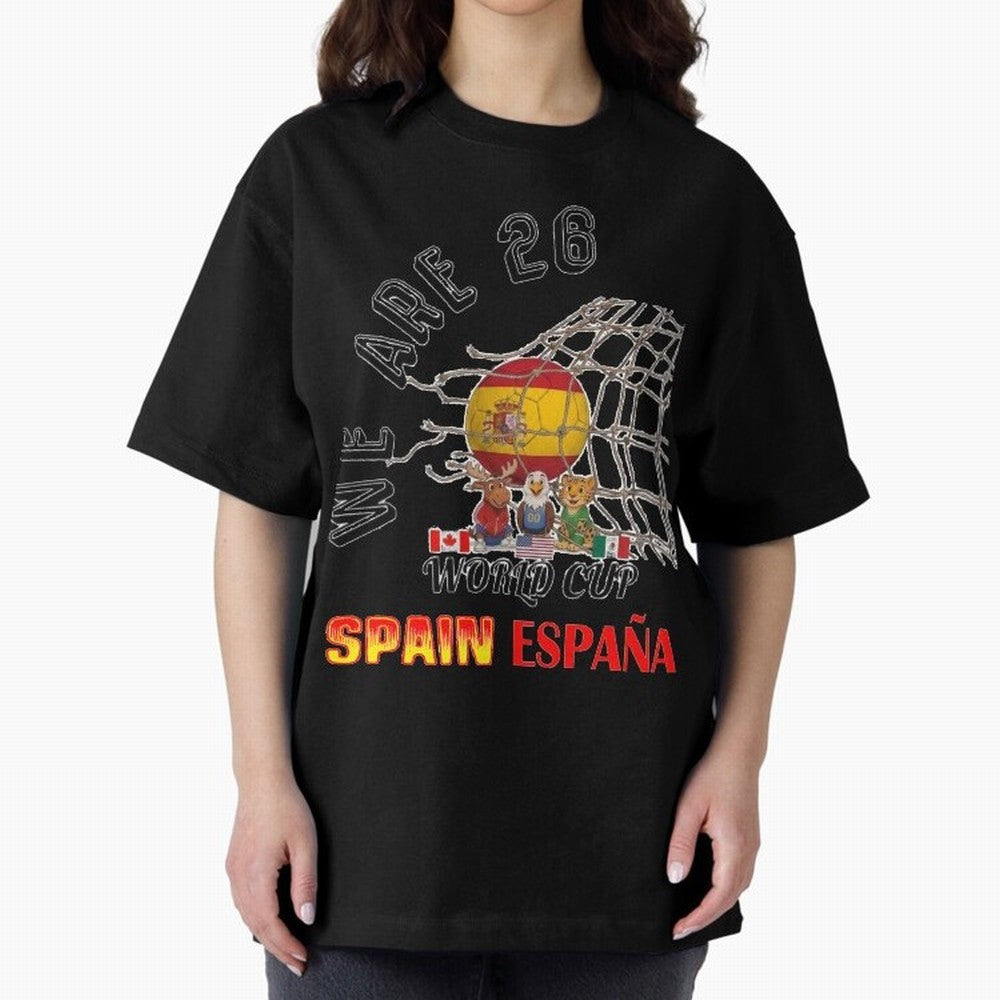 World cup 26 - Spain Oversized T-Shirt Relive Match Day Hype around FIFA World Cup 2026 USA Canada Mexico, Neymar, England, France and Netherlands, Champion Mindset, Group Stage Buzz, Knockout Tension and Passionate Fan Culture; Ideal for Football