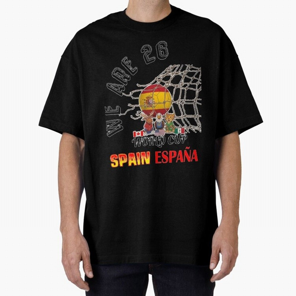 World cup 26 - Spain Oversized T-Shirt Relive Match Day Hype around FIFA World Cup 2026 USA Canada Mexico, Neymar, England, France and Netherlands, Champion Mindset, Group Stage Buzz, Knockout Tension and Passionate Fan Culture; Ideal for Football