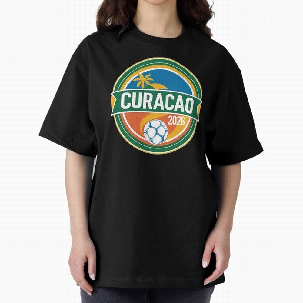 Curacao WC 2026 Oversized T-Shirt Join the Countdown to Match Day Hype around FIFA World Cup 2026 USA Canada Mexico, Haaland, England and Germany, Soccer Culture, Superstar Moments, National Team Dreams and Competitive Fire; Ideal for Football