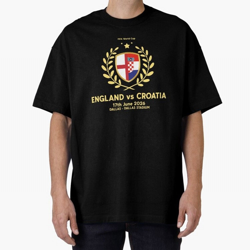 FIFA World Cup - England v Croatia Oversized T-Shirt Keep the Legacy of the FIFA World Cup 2026 Journey through Messi, Neymar and Mbappe Highlights, Portugal, Spain and Germany Pride, Worldwide Fan Energy, Dramatic Goals, Stadium Lights and