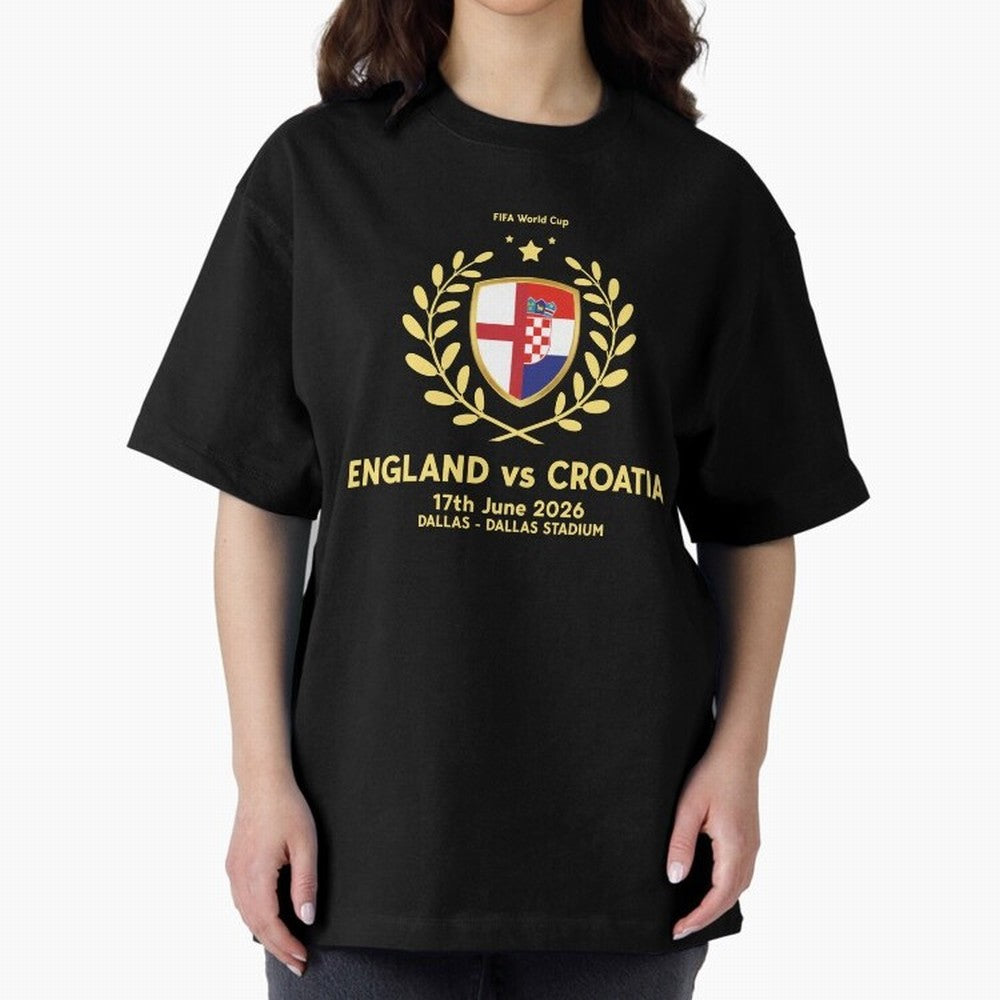 FIFA World Cup - England v Croatia Oversized T-Shirt Keep the Legacy of the FIFA World Cup 2026 Journey through Messi, Neymar and Mbappe Highlights, Portugal, Spain and Germany Pride, Worldwide Fan Energy, Dramatic Goals, Stadium Lights and