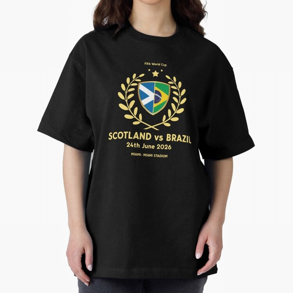 FIFA World Cup - Scotland v Brazil Oversized T-Shirt Show Your Stadium Side during Match Day Hype around FIFA World Cup 2026 USA Canada Mexico, Messi and Cristiano Ronaldo, Argentina and Brazil, Football History, Final Match Energy, Crowd Noise and