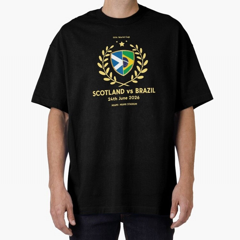 FIFA World Cup - Scotland v Brazil Oversized T-Shirt Show Your Stadium Side during Match Day Hype around FIFA World Cup 2026 USA Canada Mexico, Messi and Cristiano Ronaldo, Argentina and Brazil, Football History, Final Match Energy, Crowd Noise and