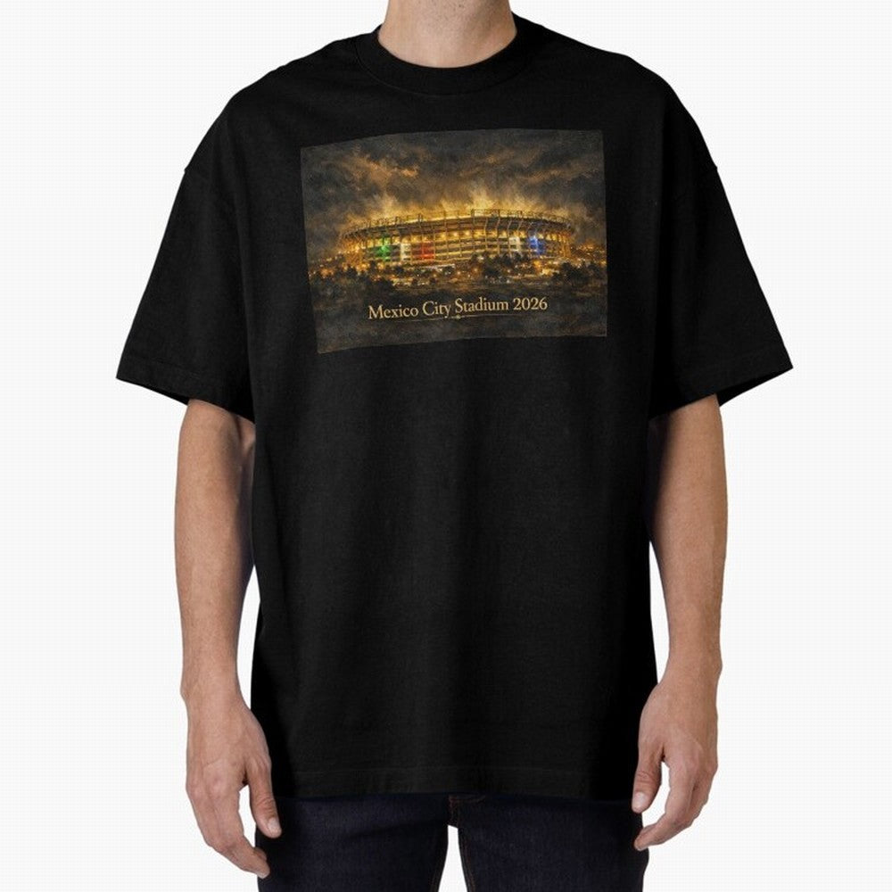 Mexico City Stadium at Night Oversized T-Shirt Make Memories around Global Football Passion for FIFA World Cup 2026, Made for CR7, Netherlands, Game Day Rituals, Football Legends, Country Pride and the Road to the Final; Created for Match Day