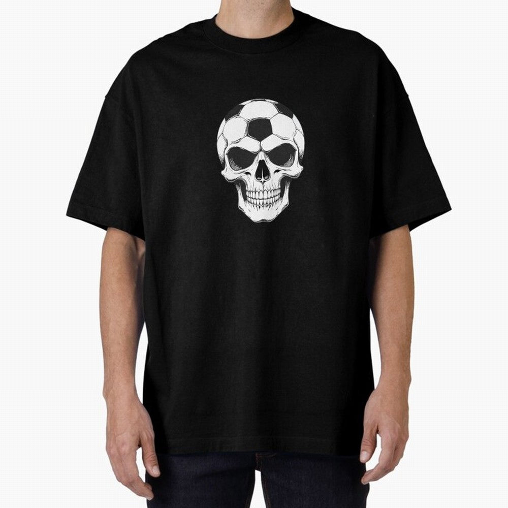 Soccer Skull in Goal Net - Dark Soccer Death Goal Oversized T-Shirt Carry the Colors and Pride of FIFA World Cup 2026 USA Canada Mexico Driven by Neymar, Haaland and Cristiano Ronaldo, Germany Energy, Supporter Pride, Iconic Celebrations, Legendary