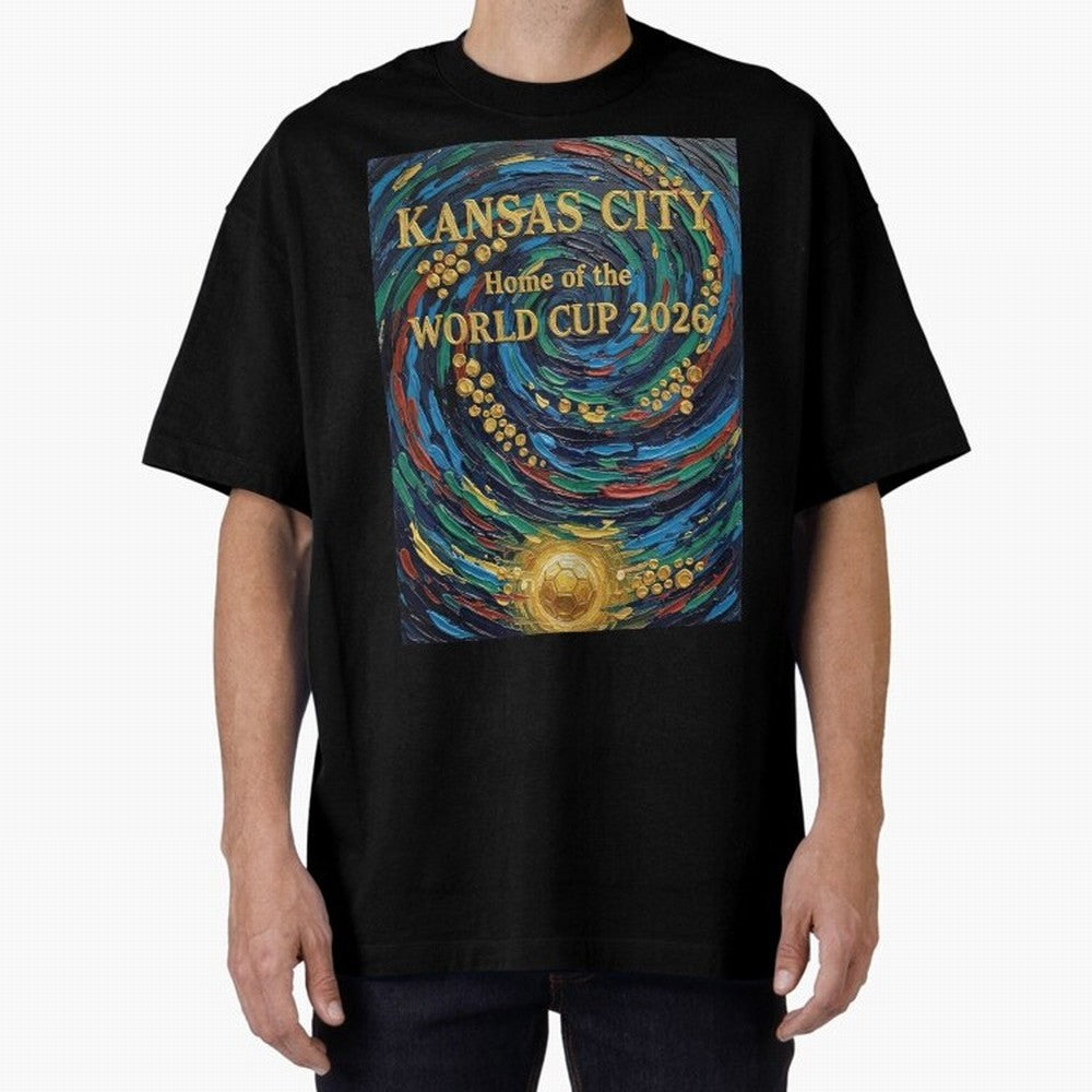 Kansas City Home of the World Cup 2026 Soccer Fan ¡ª Moody Jewel Art Print Oversized T-Shirt Celebrate Golden Goal Energy in Match Day Hype around FIFA World Cup 2026, CR7, Argentina and Brazil, Worldwide Fan Energy, Dramatic Goals, Stadium Lights