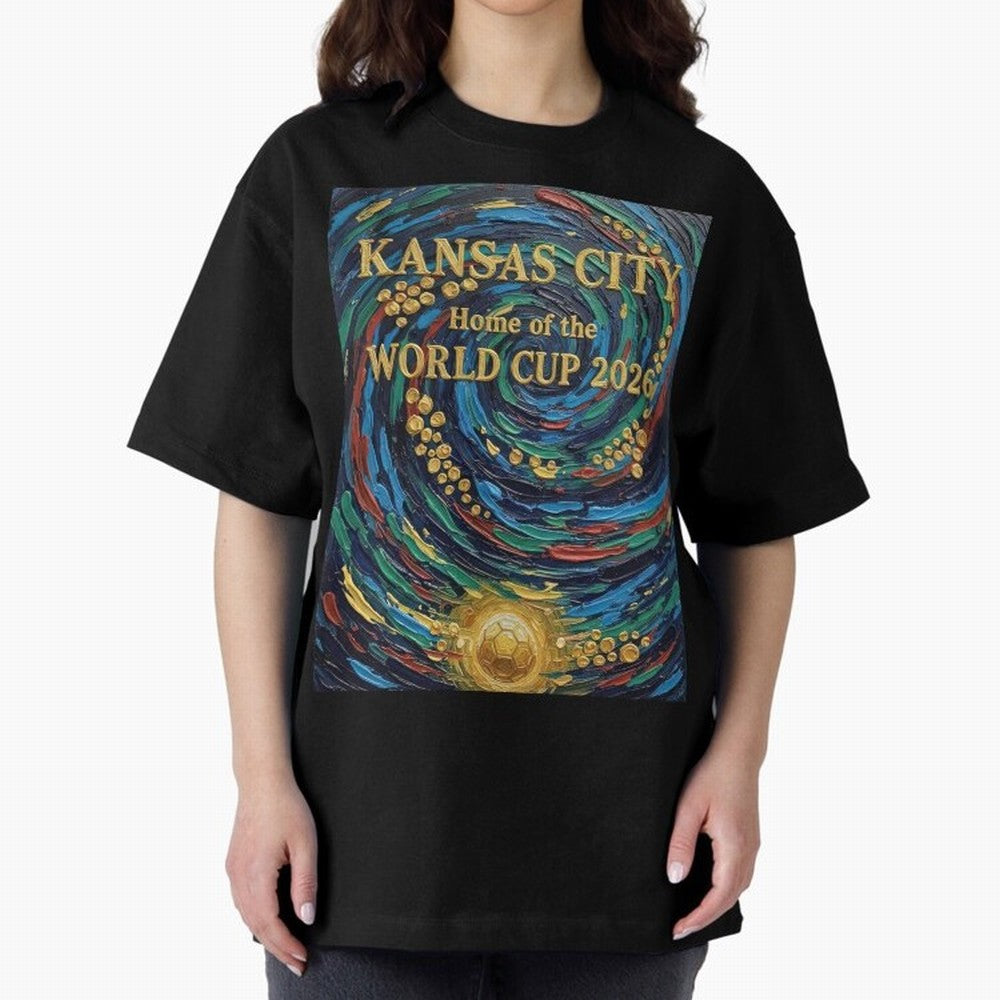 Kansas City Home of the World Cup 2026 Soccer Fan ¡ª Moody Jewel Art Print Oversized T-Shirt Celebrate Golden Goal Energy in Match Day Hype around FIFA World Cup 2026, CR7, Argentina and Brazil, Worldwide Fan Energy, Dramatic Goals, Stadium Lights